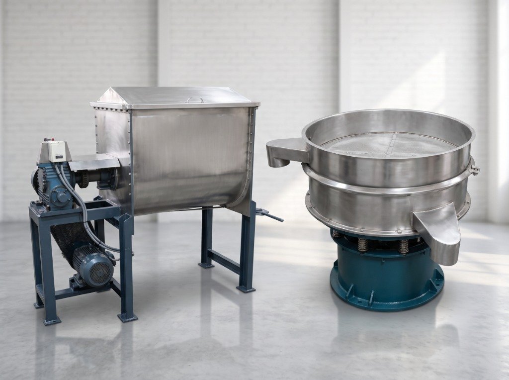SS Double Helical Ribbon Blender and Vibro Sifter - Improva Herbal Products